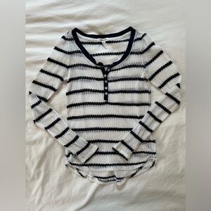 Aeropostale Open Knit Henley Long Sleeve